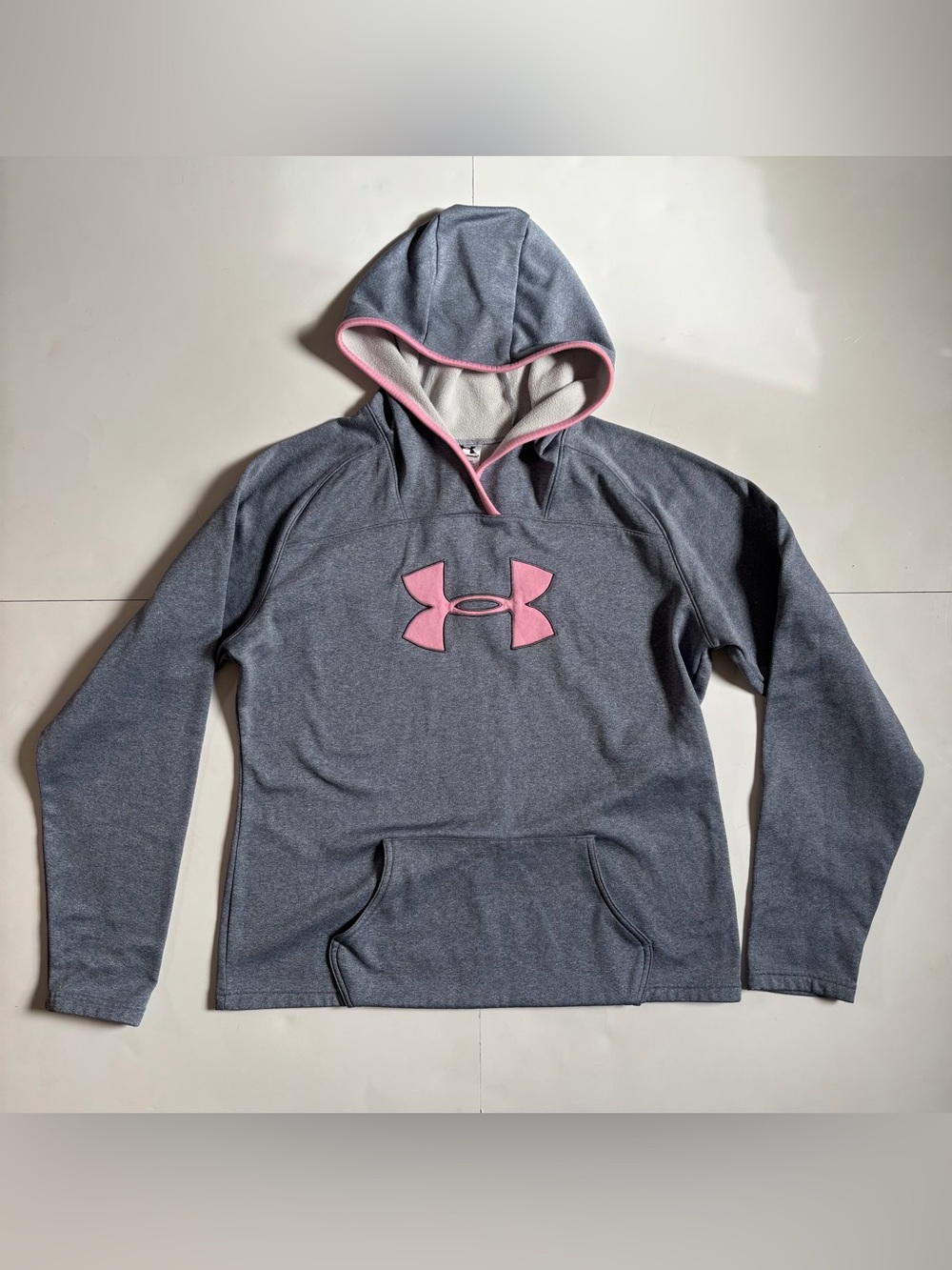 Under Armour Light Gray Pullover Hoodie with Black Logo